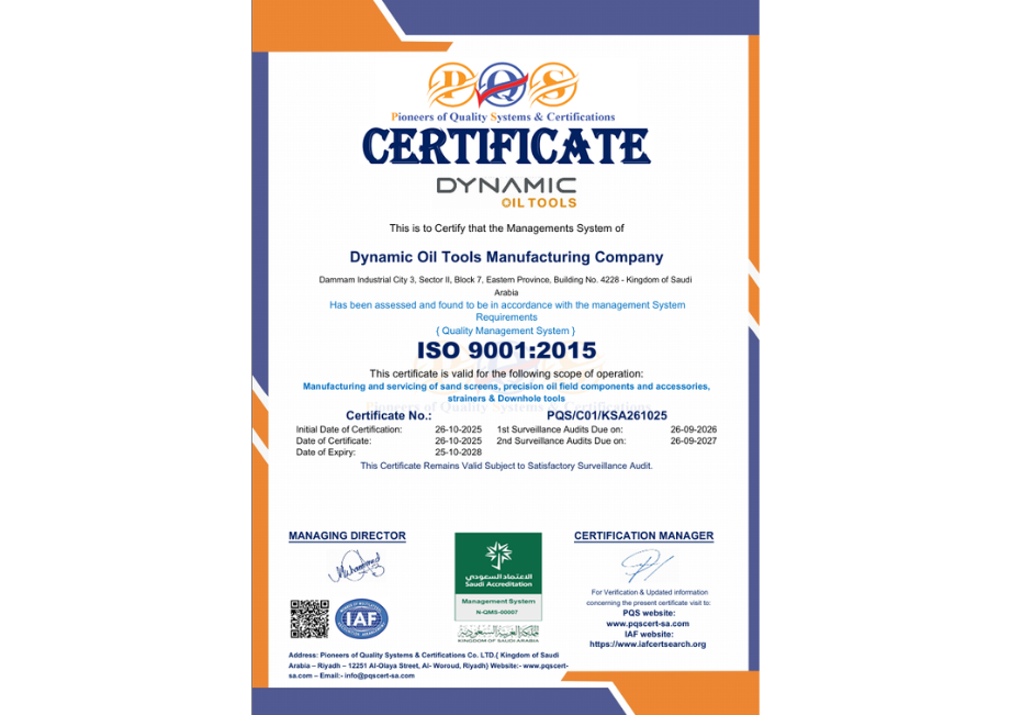 ISO 9001:2015 quality management system certification