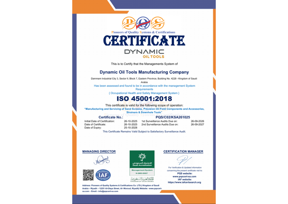 ISO 45001:2018 occupational health and safety management certification